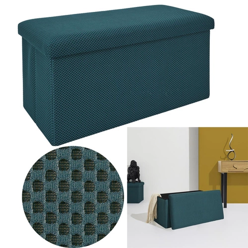 Pufa ze schowkiem Velse Atom turkusowa prostokątna nowoczesna do przedpokoju i pokoju dziecięcego