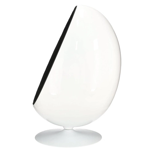 Fotel jajo Ovalia Chair biało-czarny obrotowy do salonu nowoczesny z tkaniny inspirowany