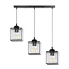 Lampa wisząca Glassia czarny 3x40 E27  klosz czarny+kryształy bezbarwne