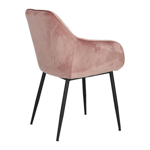 Krzesło tapicerowane Brooke Actona do jadalni różowe welurowe z podłokietnikami glamour