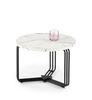 Stolik kawowy Lintica okrągły biały marmur nowoczesny do salonu na metalowej podstawie Intesi