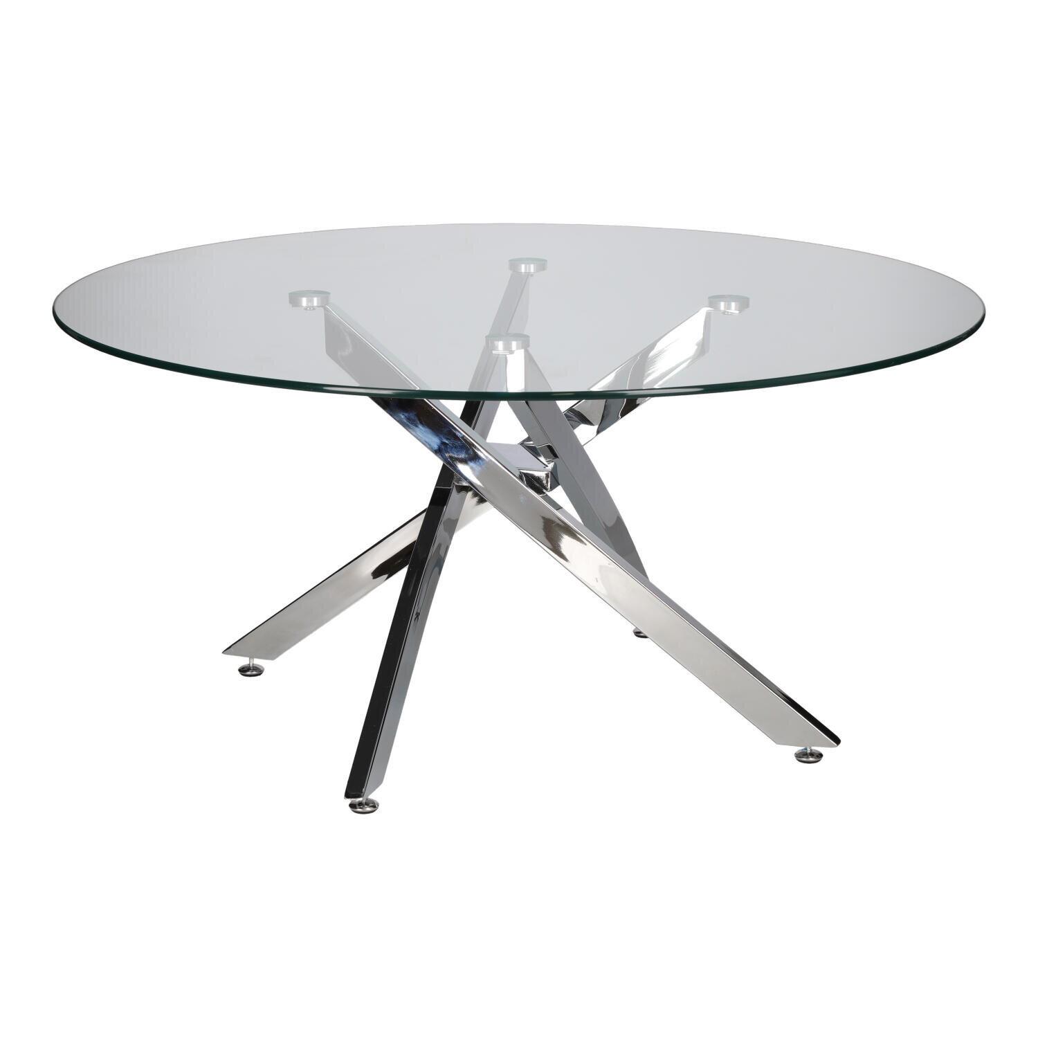 Stolik kawowy Amber 90 cm okrągły szklany chrom nowoczesny glamour do salonu Intesi