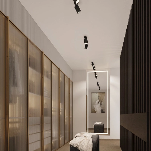 Plafon sufitowy czarny nowoczesny Karbon 2 do salonu i sypialni z ruchomym kloszem