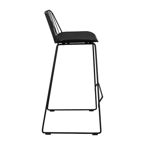 Hoker Dill High czarny z oparciem, metalowy, tapicerowany, do kuchni i wyspy, 75 cm Intesi