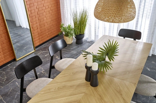 Stół rozkładany do jadalni Manavi 240 cm naturalny dąb czarne nogi nowoczesny Intesi