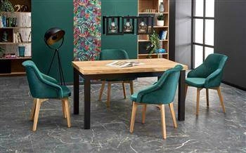 Stół rozkładany do jadalni Tiago 140-220 cm nowoczesny dąb naturalny czarne nogi Intesi