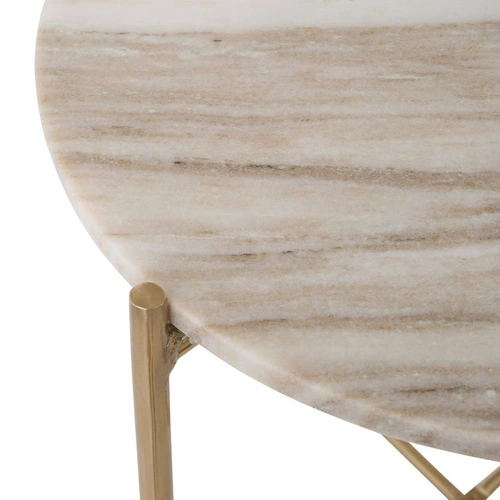 Stolik kawowy Mesta okrągły 42 cm marmurowy glamour złoty