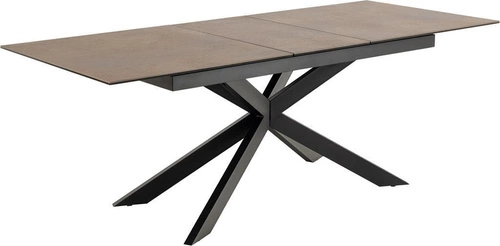 Stół rozkładany do jadalni Irwine Actona 168-210x90 cm ceramiczny blat brązowy czarne nogi industrialny