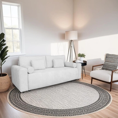 Sofa rozkładana Dores 3 osobowa z funkcją spania i pojemnikiem szara jasna do salonu