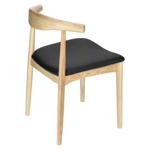 Krzesło drewniane Codo inspirowane Elbow Chair do jadalni naturalne z ekoskóry D2.DESIGN