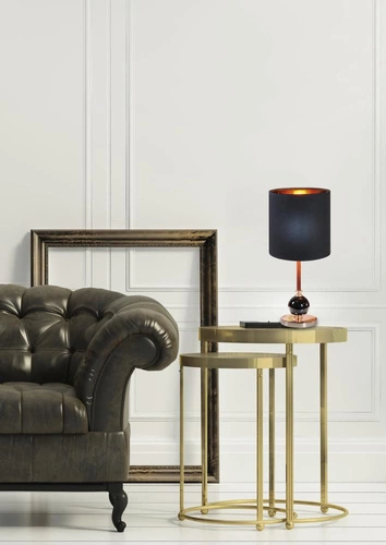 Lampka nocna glamour Melba czarna z abażurem do sypialni i salonu CANDELLUX LIGHTING 42 cm