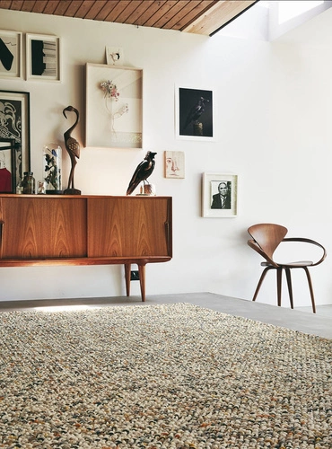 Dywan do salonu wełniany Marble beżowo-brązowy 140x200cm skandynawski ręcznie tkany