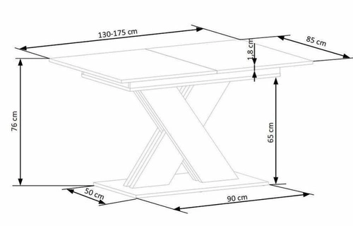Stół rozkładany do jadalni Terol nowoczesny dąb lancelot biały blat 130–175x85 cm Intesi