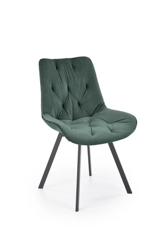 Krzesło tapicerowane welurowe Veroniq obrotowe zielone glamour do salonu i jadalni Intesi
