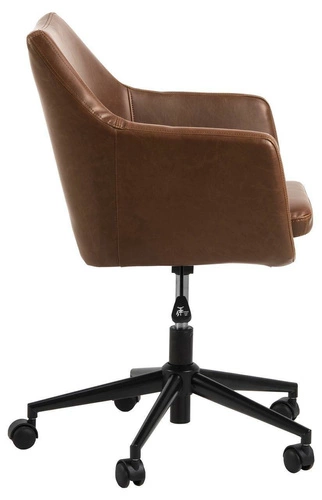 Fotel biurowy ergonomiczny obrotowy Nora Vintage brązowy ekoskóra z podłokietnikami do biurka