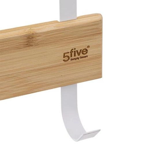 Natureo biały wieszak na drzwi bambusowy z 5 haczykami do przedpokoju i łazienki