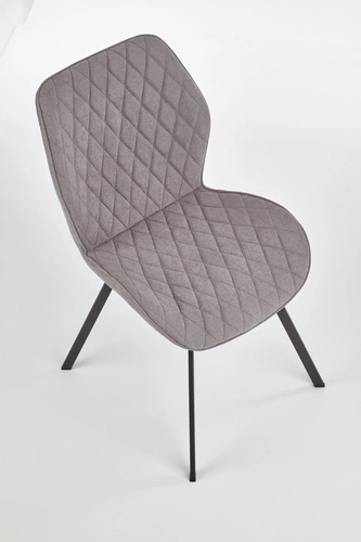 Krzesło tapicerowane Vermont szare do jadalni i salonu nowoczesne na czarnych nogach
