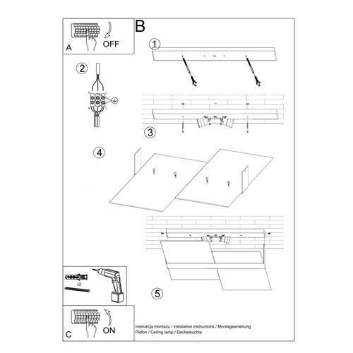 Plafon sufitowy Massimo biały szklany nowoczesny do salonu i kuchni Sollux 65 cm