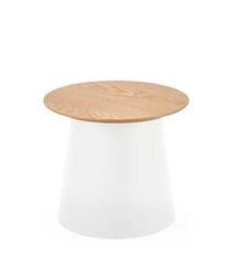 Stolik kawowy okrągły Alter Intesi biały nowoczesny skandynawski do salonu 49 cm