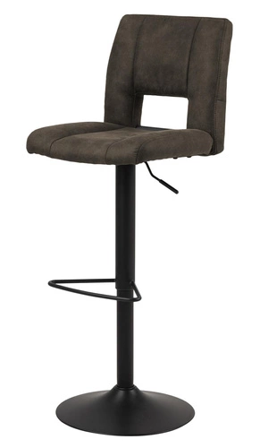 Hoker z oparciem Sylvia Actona nowoczesny tapicerowany obrotowy regulowany do kuchni antracytowy