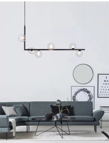 Lampa wisząca SIMPLY czarna 90 cm nowoczesna 6-punktowa do salonu i nad wyspę