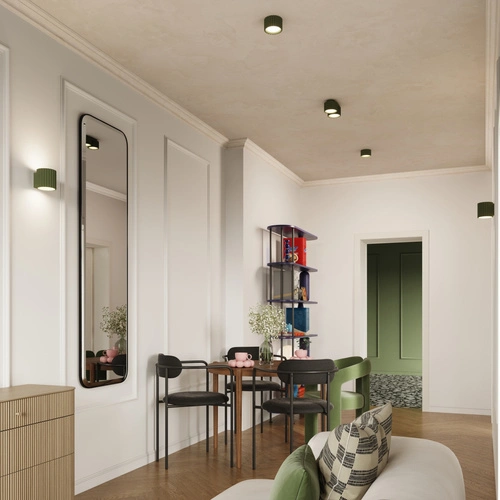 Plafon sufitowy AURA 1 zielony oliwkowy nowoczesny do kuchni i salonu aluminium 10cm