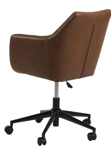 Fotel biurowy ergonomiczny obrotowy Nora Vintage brązowy ekoskóra z podłokietnikami do biurka