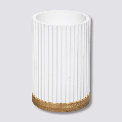 Kubek na szczoteczki do zębów Modern biały bambusowy do łazienki nowoczesny 5five