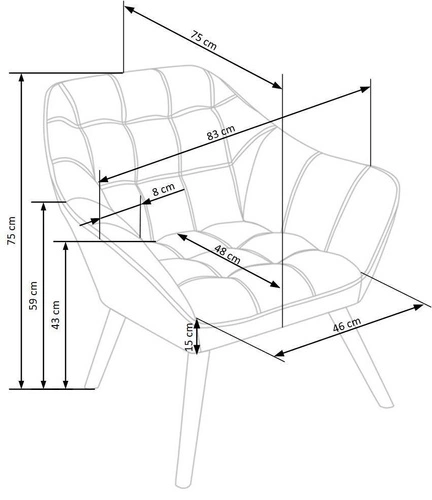 Fotel kubełkowy Kalmen welurowy szary skandynawski do salonu na drewnianych nogach