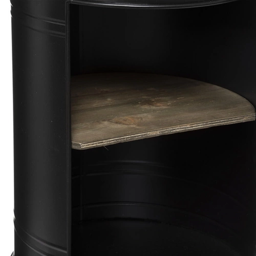 Stolik kawowy okrągły Diego z półką loftowy czarny i brązowy do salonu Atmosphera