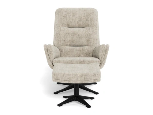 Fotel kubełkowy Suton rozkładany z podnóżkiem beżowy aksamit do salonu