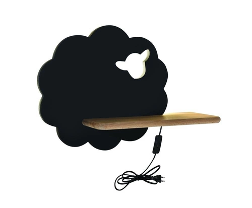 Kinkiet ścienny LED Sheep czarny klasyczny do pokoju dziecięcego z przewodem MDF drewno 4000K