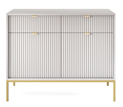 Zestaw mebli do salonu szary/złoty Delicious ryflowane fronty