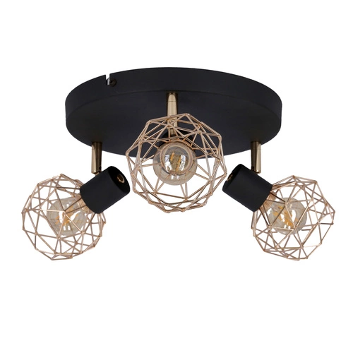 Lampa sufitowa Acrobat plafon 3x40W E14 czarny klosz miedziany
