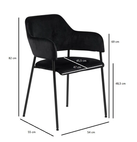 Krzesło do jadalni tapicerowane Lima Actona welurowe zielone z podłokietnikami łatwe czyszczenie