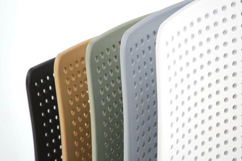 Krzesło ogrodowe Sylie Intesi czarne z tworzywa sztaplowane nowoczesne do ogrodu i na balkon