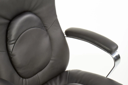 Fotel biurowy ergonomiczny Comfy czarny skórzany obrotowy z regulacją do biura Intesi