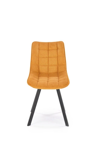 Krzesło tapicerowane Giselda musztardowe do jadalni i salonu nowoczesne z czarnymi nogami Intesi
