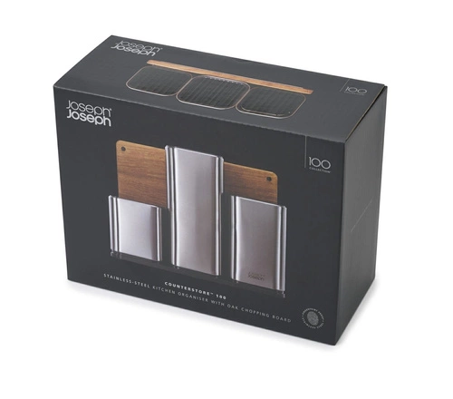 Zestaw kuchenny z deską Joseph Joseph srebrny/czarny