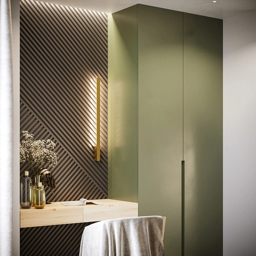 Nowoczesny złoty kinkiet ścienny LED LAHTI M 70 cm do salonu i sypialni aluminiowy