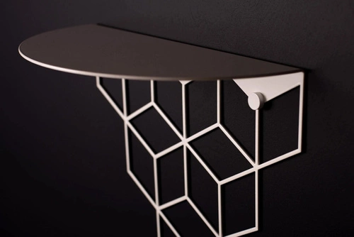 Półka ścienna Stiga biała metalowa owalna nowoczesna do salonu i kuchni POLYHEDRA