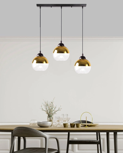 Lampa wisząca Contessa czarny 3x40 E27  klosz złoty