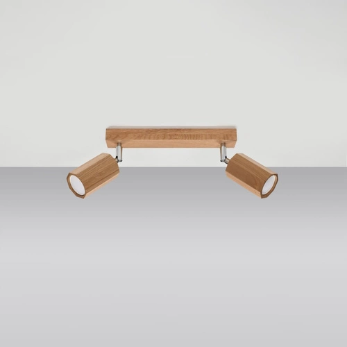 Plafon sufitowy drewniany ZEKE 2 dąb nowoczesny do salonu, kuchni lub sypialni Sollux