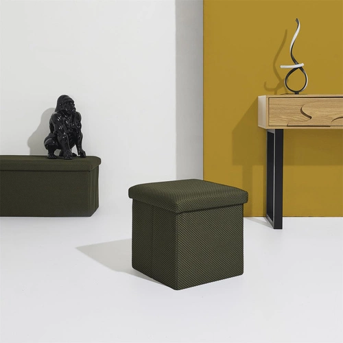 Pufa ze schowkiem Vels Atom Intesi kwadratowa składana nowoczesna do przedpokoju khaki 38x38 cm