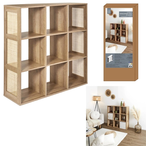 Regał na książki Klaus 9 półek naturalny minimalistyczny stojący do salonu i pokoju Intesi