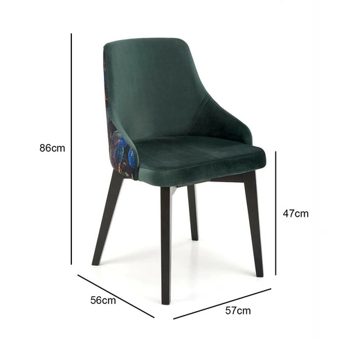 Krzesło do jadalni Arkansas Intesi zielone tapicerowane welur nowoczesne z drewnianymi nogami