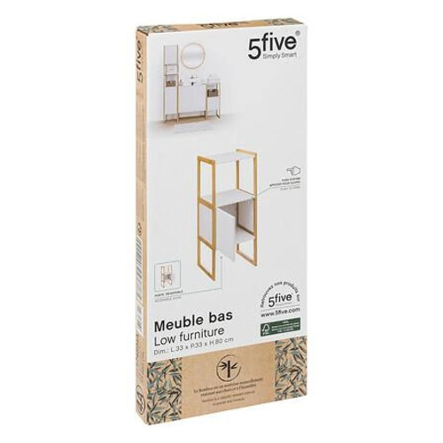 Biała szafka łazienkowa stojąca Natureo 80 cm z drewna bambusowego, nowoczesna do małej łazienki