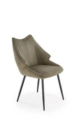 Krzesło tapicerowane Rania oliwkowe do jadalni nowoczesne skandynawskie na czarnych nogach Intesi