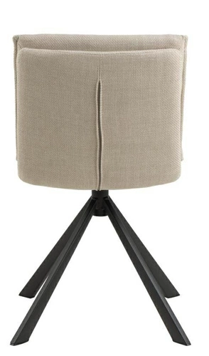 Krzesło tapicerowane Flynn beżowe obrotowe do jadalni i salonu nowoczesne na czarnych nogach