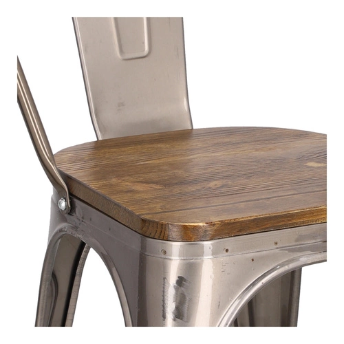 Krzesło Paris Wood D2.DESIGN metalowe z drewnianym siedziskiem do jadalni styl industrialny